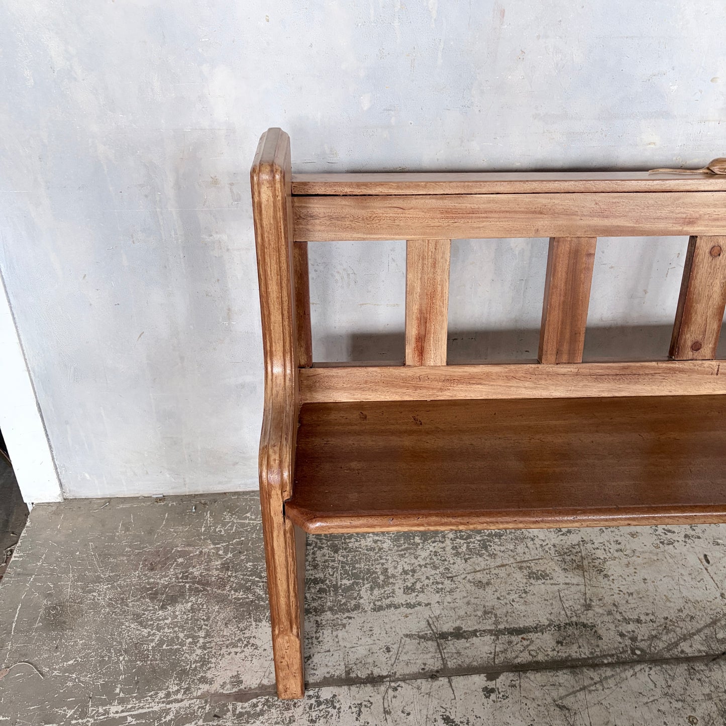 1950s Yorkshire Oak & Pine Church Pew Bench with Hand-Carved Mouse | Mouseman Inspired