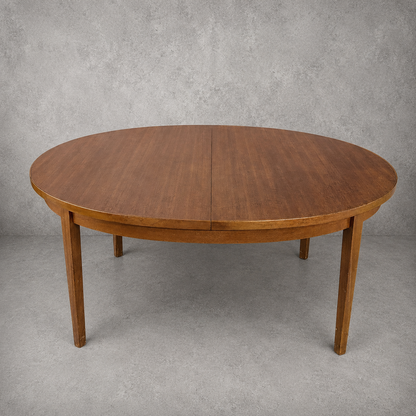 Mid Century William Lawrence Extending Teak Oval Dining Table