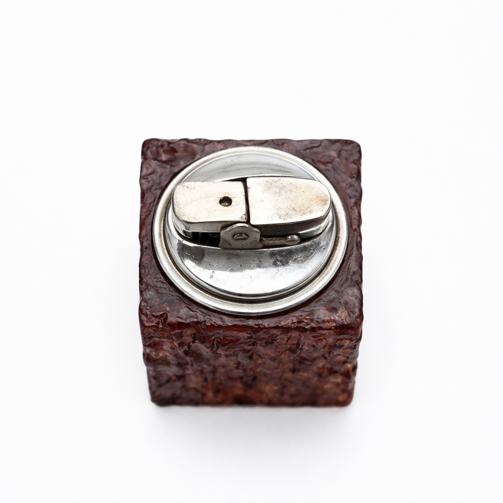 Vintage Italian Alabaster Table Lighter with Chrome Mechanism