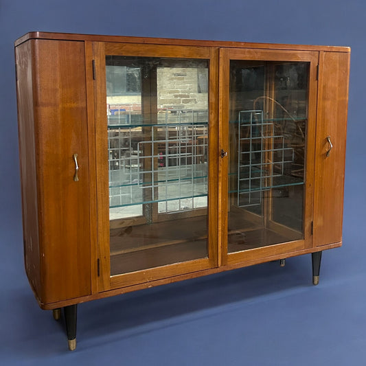 Mid Century Teak Accordion Cocktail Cabinet
