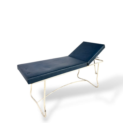 Mid-Century Modern Streamline Adjustable Chaise Lounge – Royal Blue Vinyl & Chrome