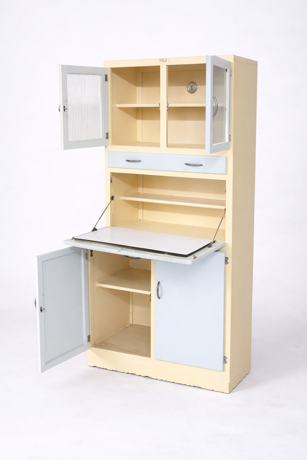 Esto Pale Blue & Cream Kitchenette Pantry Cupboard – Mid Century Utility Cabinet