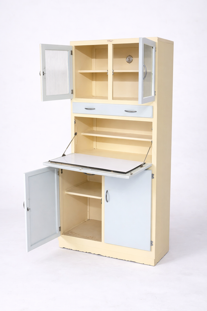 Esto Pale Blue & Cream Kitchenette Pantry Cupboard – Mid Century Utility Cabinet