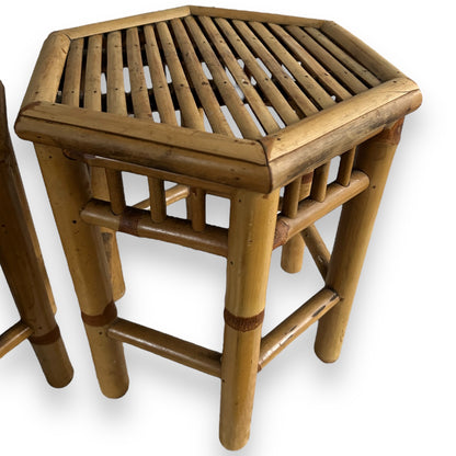 mid century pair of bamboo nesting tables