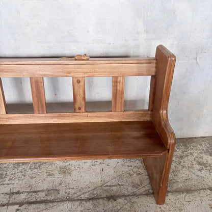 1950s Yorkshire Oak & Pine Church Pew Bench with Hand-Carved Mouse | Mouseman Inspired