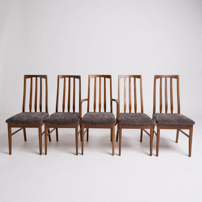 Mid Century Modern Teak Wood Dining Chairs Set by William Laurence