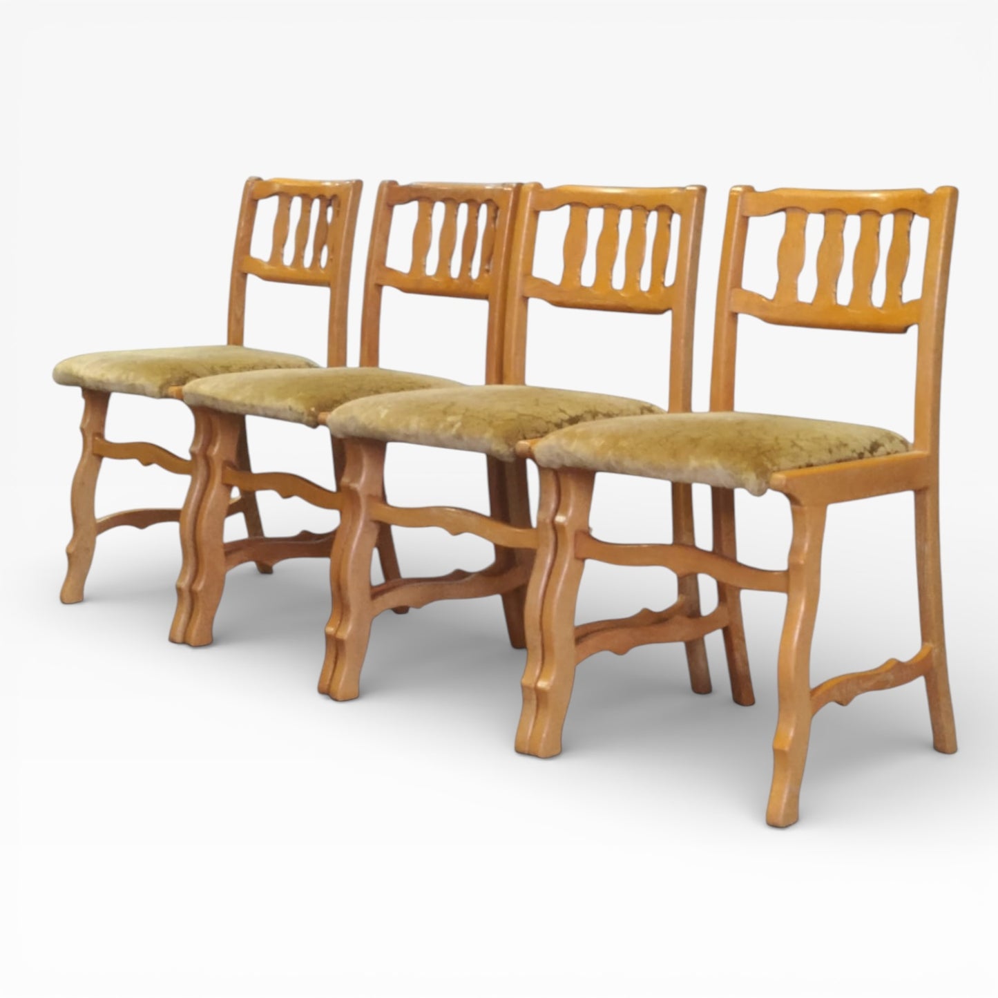 Vintage Oak Dining Chairs – Set of Four Mid Century Danish Oak Chairs