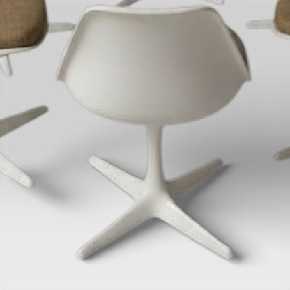 Arkana Tulip Chairs – Set of Six Mid Century Dining Room Chairs with Upholstered Seats