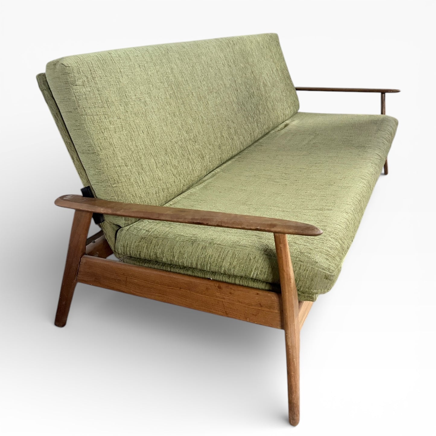 Mid Century Sofa Daybed | Three Seater Convertible Sofa Bed With Solid Wood Frame