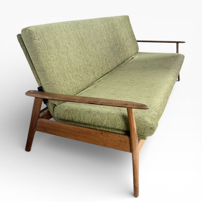 Mid Century Sofa Daybed | Three Seater Convertible Sofa Bed With Solid Wood Frame