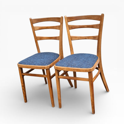 Beech Dining Chairs – Pair of Upholstered Vintage Chairs