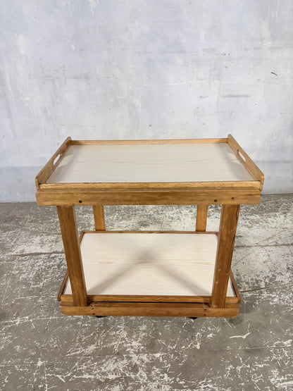 Mid Century Oak & Formica Two-Tier Drinks Trolley