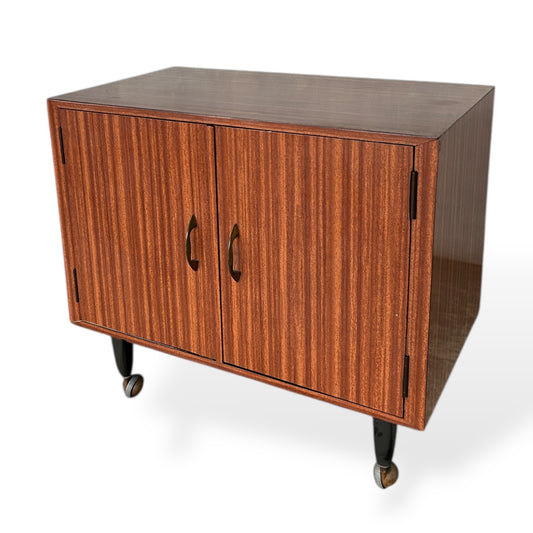 Mid Century Modern Vintage Vinyl Record Cabinet on Wheels