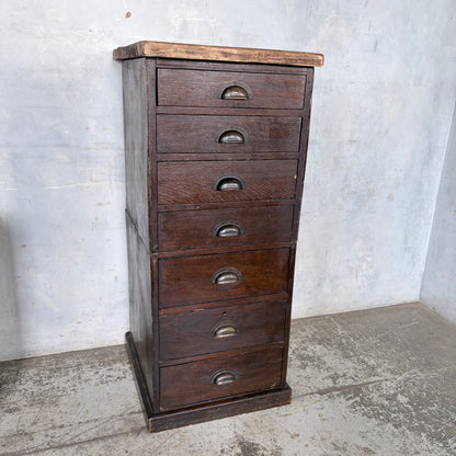 20th Century Banker’s Tiger Oak Tallboy Chest of Drawers