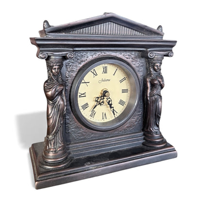 Vintage Mantel Clock - Juliana Neoclassical Resin Clock With Bronzed Finish