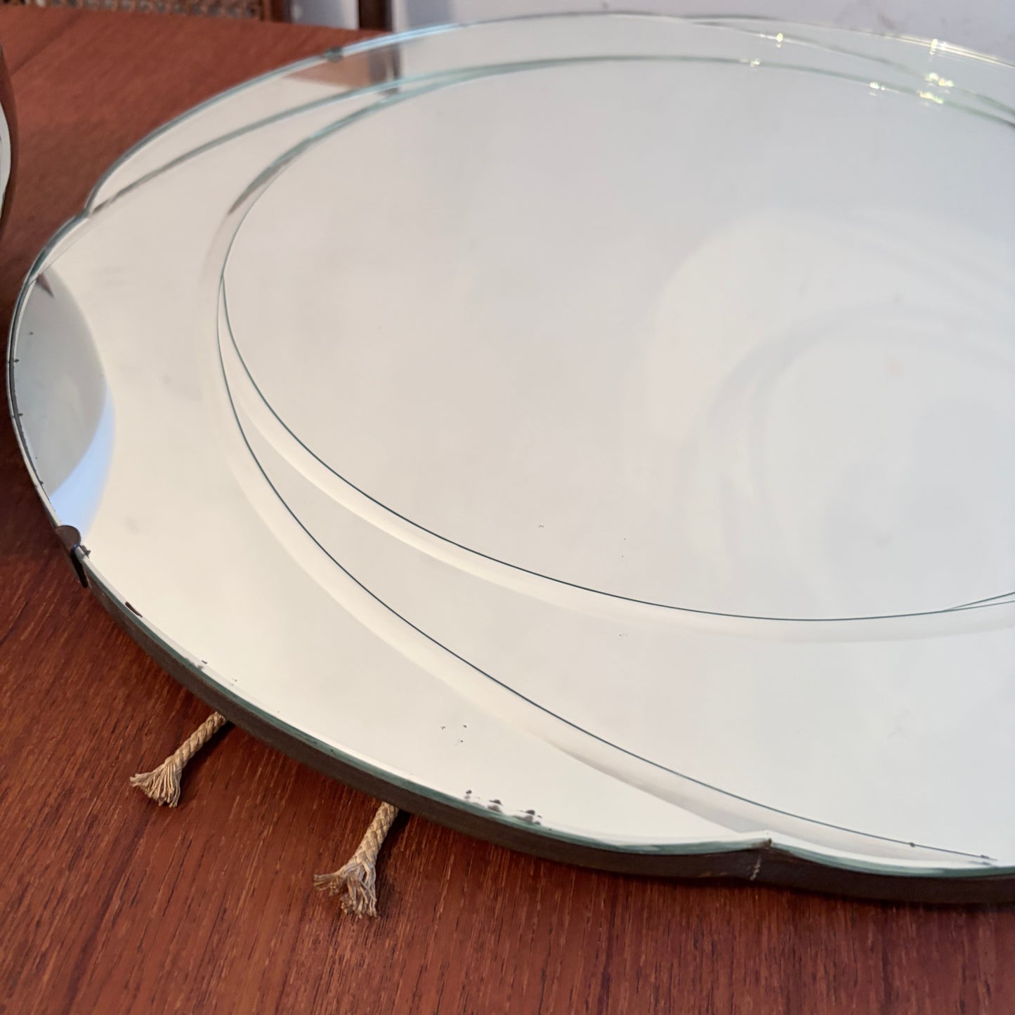 Art Deco Revival Hollywood Regency Layered Circular Wall Mirror | Bevelled