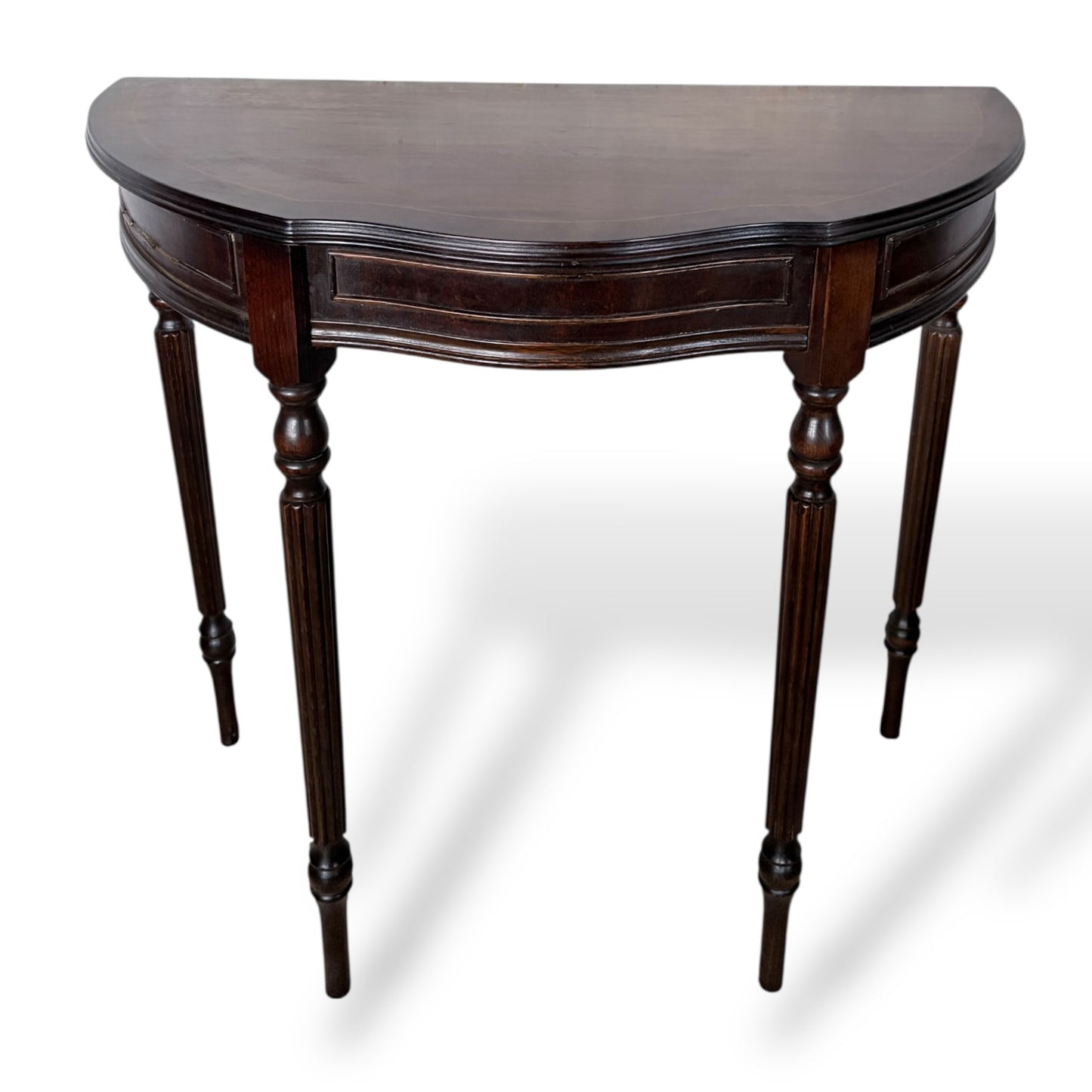 Vintage Mahogany Demi-Lune Hallway Table with Drawer