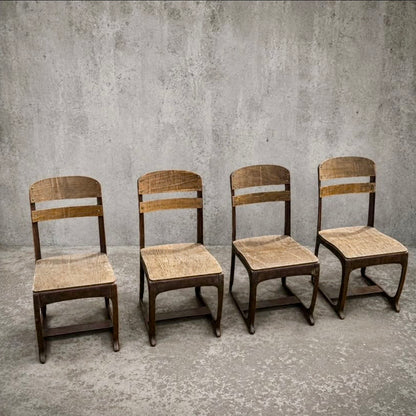 Mid Century Ercol Blonde Elm & Beech Compact Dining Table & Four Industrial Bentwood Dining Chairs
