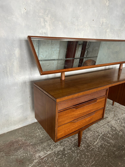 White & Newton Mid-Century Dressing Table with Mirror | Vintage Teak Vanity