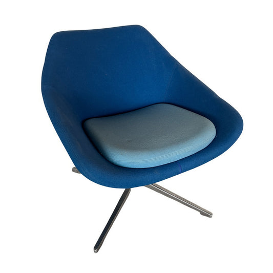 Mid Century Style Blue Fabric Swivel Office Chair
