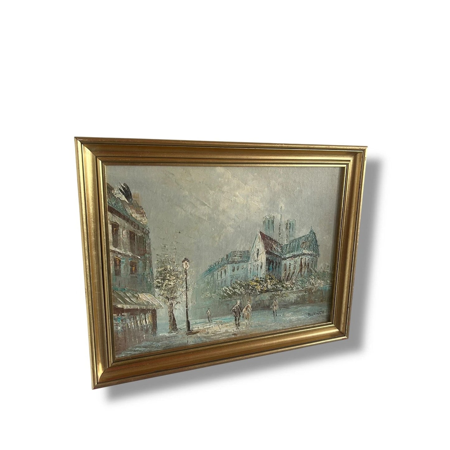 Signed Caroline Burnett Parisian Street Scene Oil Painting