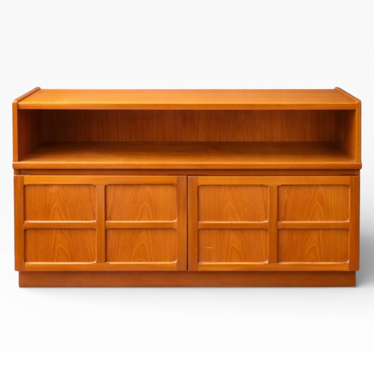 Mid Century Nathan Teak Sideboard Cabinet with Open Shelf – Vintage 1960s Compact Storage Unit