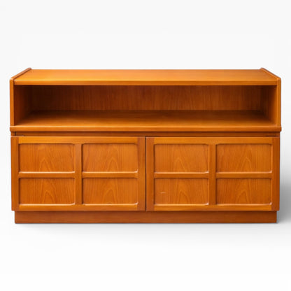 Mid Century Nathan Teak Sideboard Cabinet with Open Shelf – Vintage 1960s Compact Storage Unit