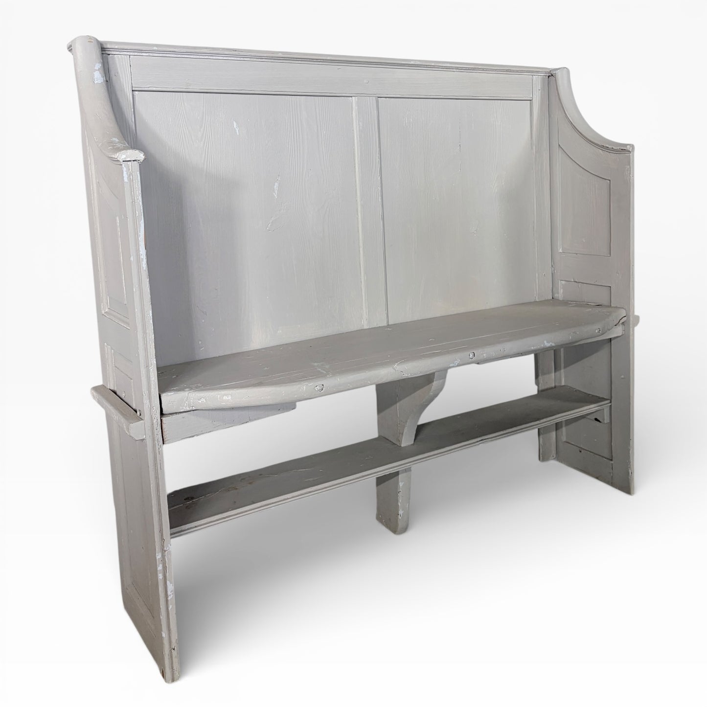 Vintage Distressed Painted Pine Church Pew