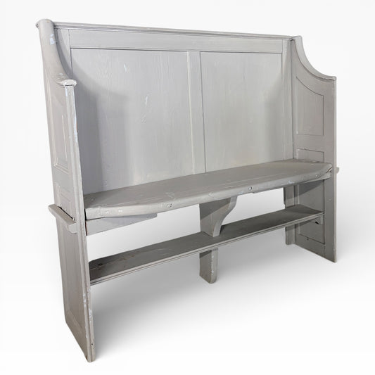 Vintage Distressed Painted Pine Church Pew