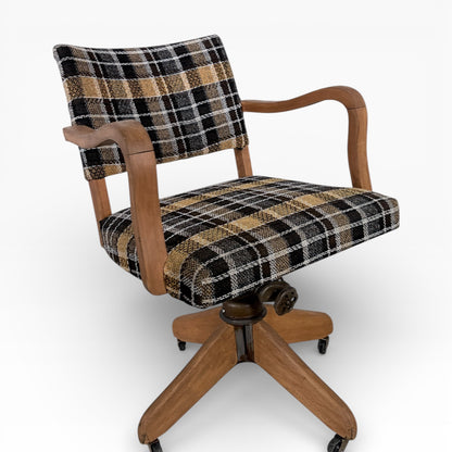 Vintage Hillcrest Oak Swivel Desk Chair with Castors — view 6
