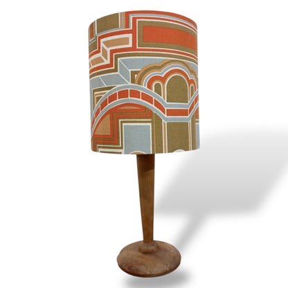 Mid-Century Wooden Table Lamp with Handmade Geometric Shade by Lightfandango