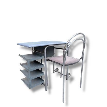 Industrial Chrome Tubular Desk with Matching Chair