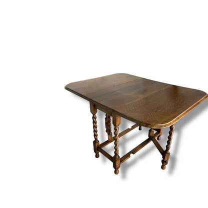 Antique Oak Barley Twist Gateleg Table, Drop Leaf Table Scottish