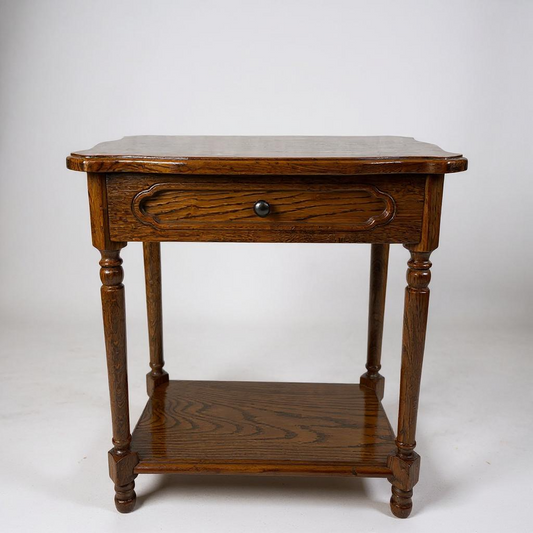 Antique Oak Arts & Crafts Bedside Table – Solid Wood Side Cabinet with Timeless Character