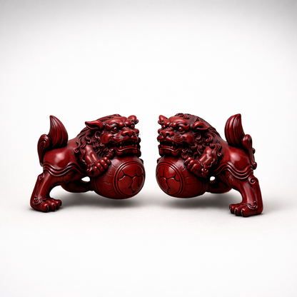 Heavy Resin Foo Dogs - Matching Pair Vintage Sculptures