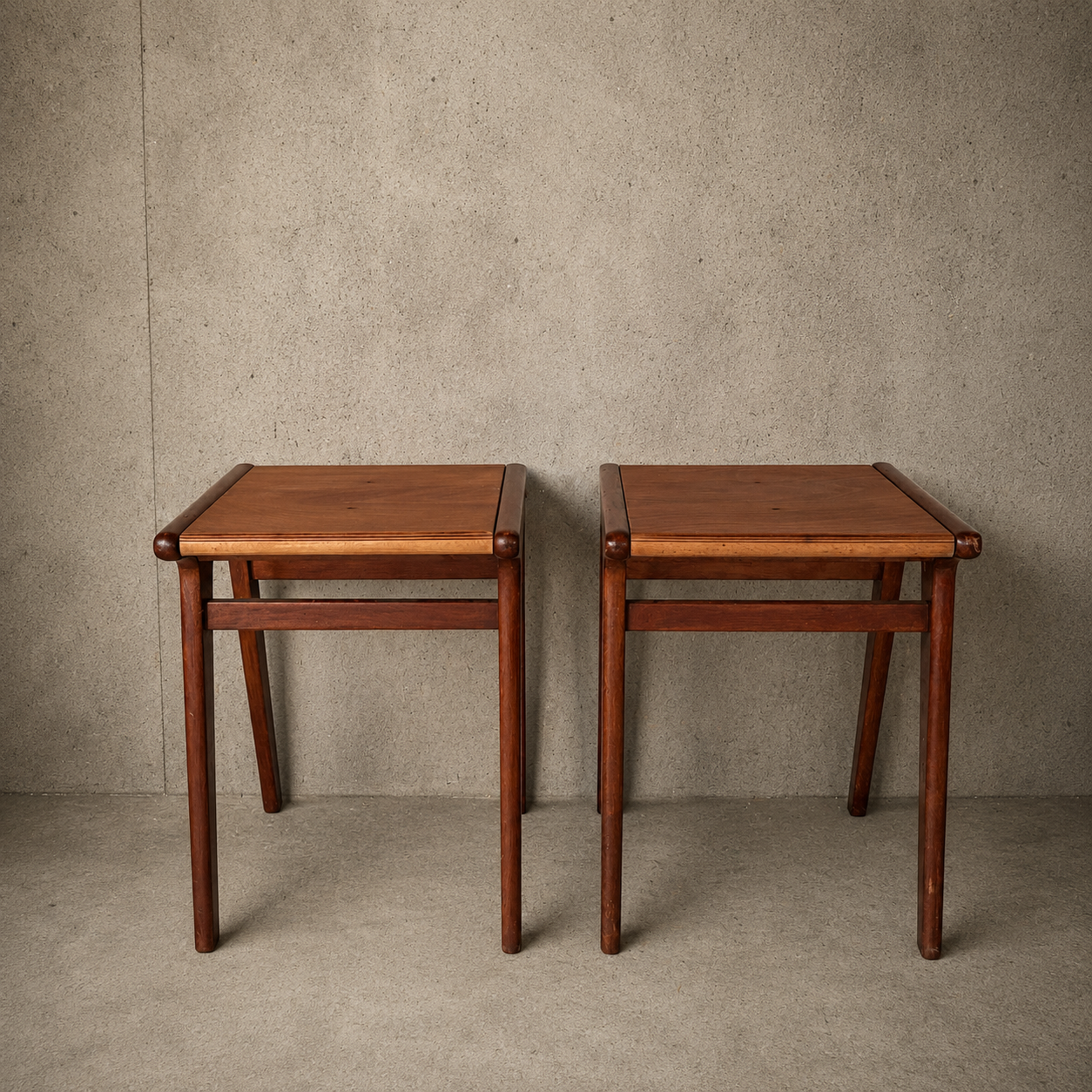 Mid Century Teak & Plywood Bedside Tables