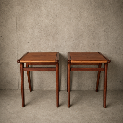 Mid Century Teak & Plywood Bedside Tables