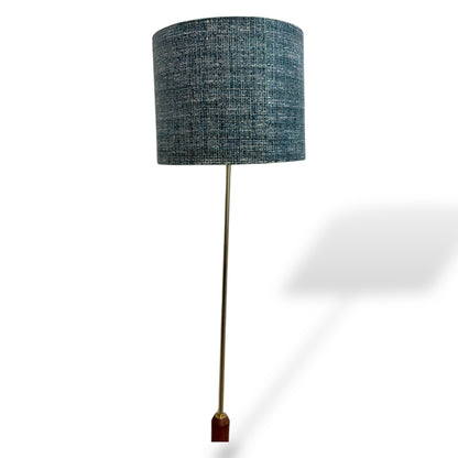 Vintage Teak Mid-Century Standard Floor Lamp with Handmade Fabric Shade — view 4