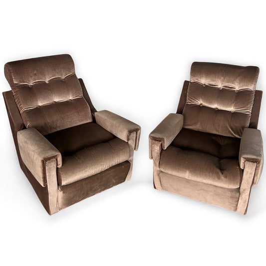 Mid Century Modern Pair of Chenille Fabric Parker Knoll Armchairs