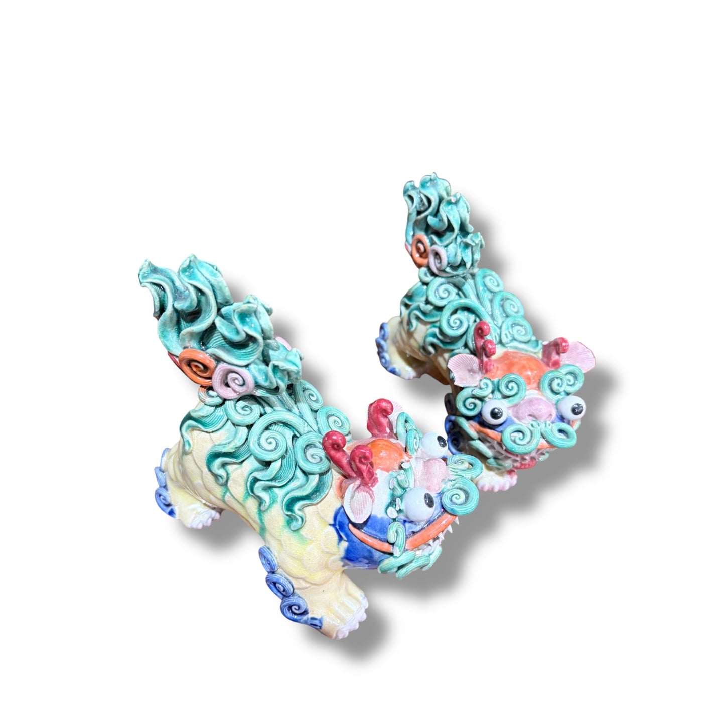 Pair of Decorative Foo Dogs – Hand-Painted Ceramic Guardians — view 5