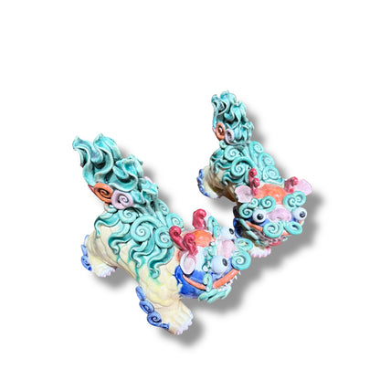 Pair of Decorative Foo Dogs – Hand-Painted Ceramic Guardians — view 5