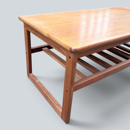 Mid-Century Homeworthy Teak Coffee Table with Magazine Rack