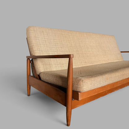 Mid-Century British White Oak Sofa Bed / Daybed – 1960s Vintage Three-Seater