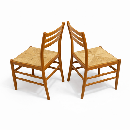 Italian Beech Dining Chairs – Set of Two Vintage Ladder Back Chairs