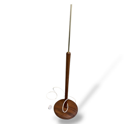 Vintage Teak Mid-Century Standard Floor Lamp with Handmade Fabric Shade — view 6