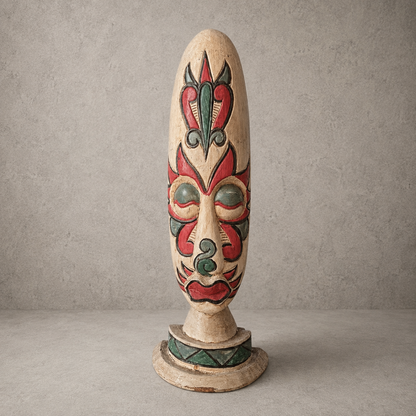 Vintage Indonesian Hand-Carved & Painted Tribal Figure Sculpture – Folk Art