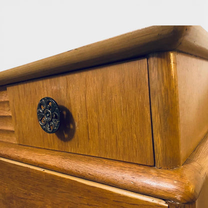 Mid Century Chest Drawers – Vintage Teak Dresser With Decorative Handles