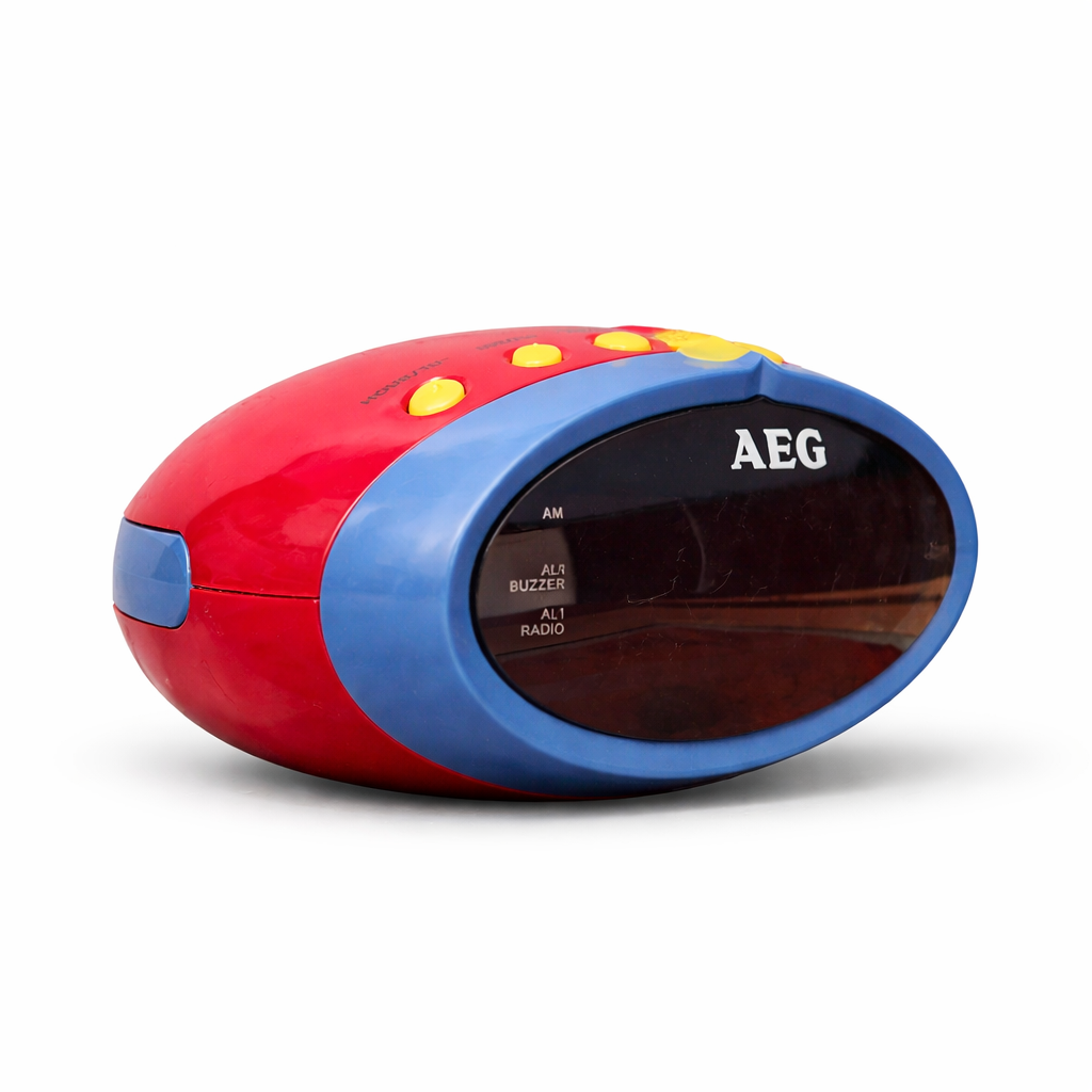 Vintage AEG Clock Radio – Postmodern Red & Blue Design