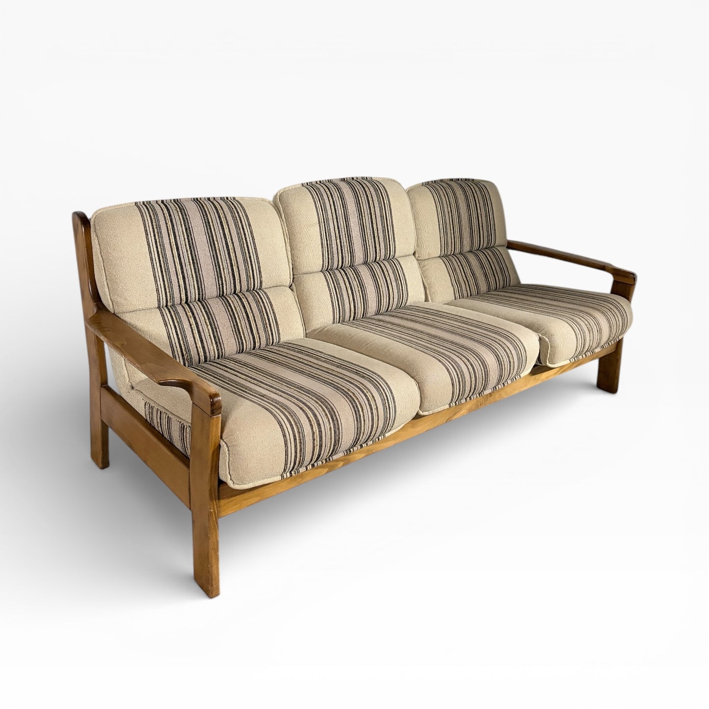 Mid-Century Danish Beech Three-Seater Sofa