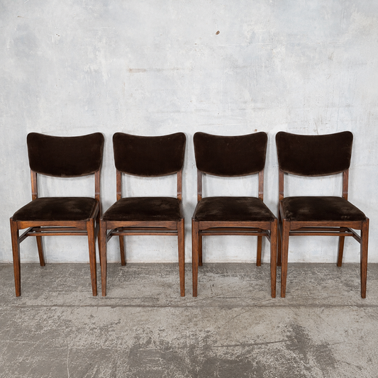 Mid Century Set of Four Oak Butterfly Back Dining Chairs